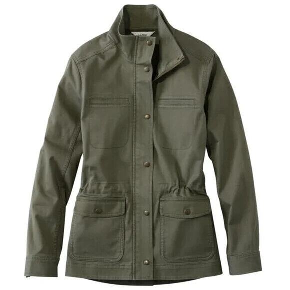 LL Bean Classic Utility Jacket Sherpa Lined Army Green Zip Snap Women's Size XL - Picture 13 of 13